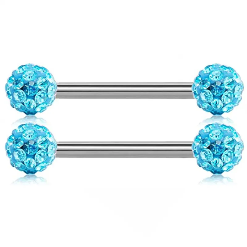 Elegant Opal Crystal Stainless Steel Nipple Piercing Jewelry Set