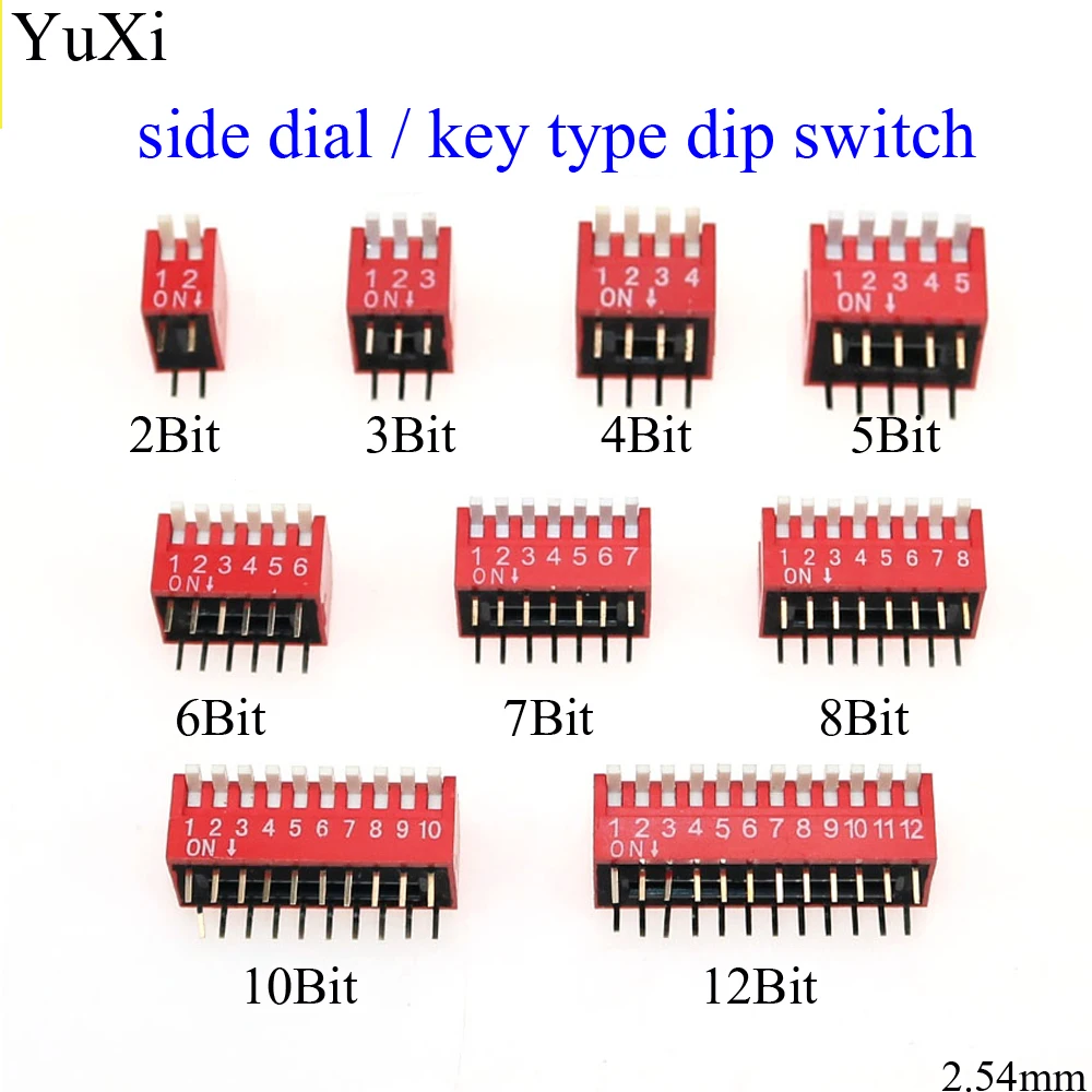 YuXi 1 шт. 2P 3P 4P 5P 6P 7P 8P 10P 12P бит 2 54 мм погружной переключатель/цифровой тумблер