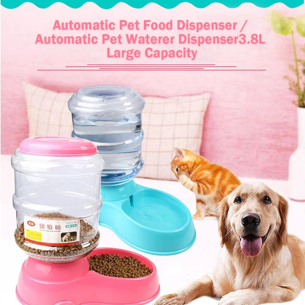 Automatic Pet Feeder/ Water Drinker makes feeding your pets when you are out easy. 