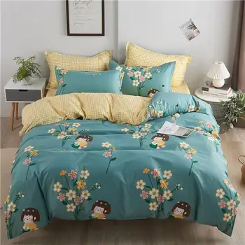 

Pastoral Blue Bedding set,Duvet Cover Set With Pillowcase 220x240,175x220 Quilt Cover, Flower Pattern King Size Blanket Cover