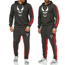 Новинка, брендовая мужская спортивная одежда, свитер с капюшоном+ штаны, костюм, теплый плотный бархатный спортивный костюм, Повседневная Толстовка для бега, 3D принт с Веном