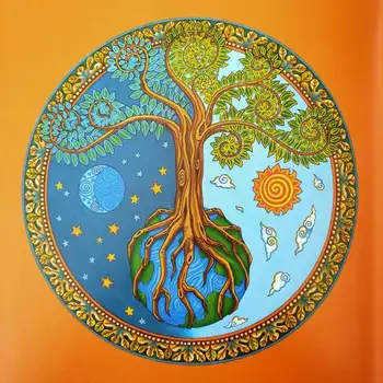 

ROAMILY,Diamond Painting Tree of Life Circle Full Square/Round Diamond Mosaic Tree on Earth Embroidered With Rhinestones