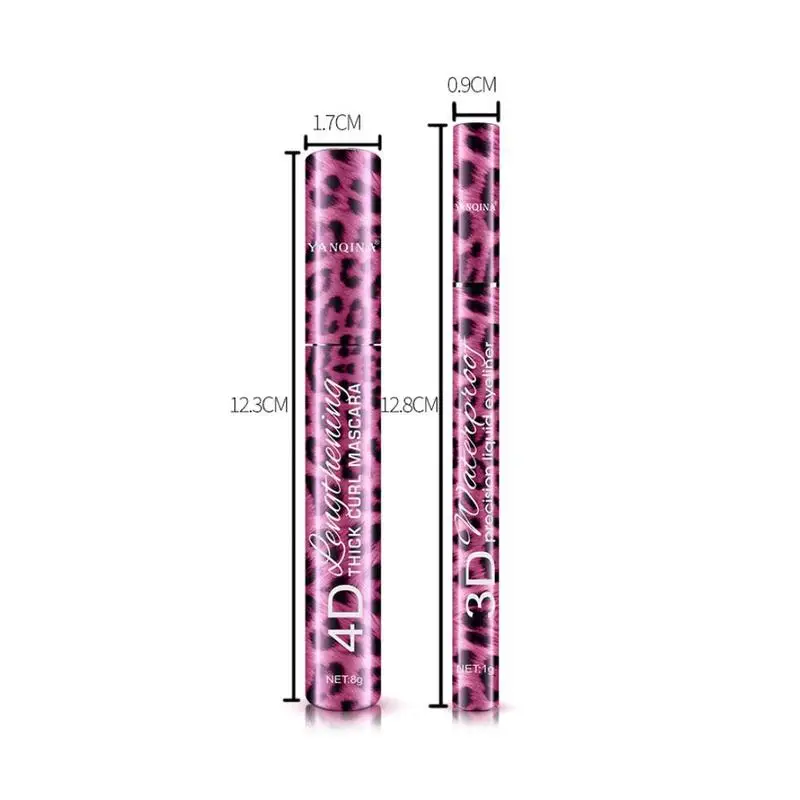Professional 2 in 1 Eye Makeup Set Eye liner with Leopard Black Liquid Eyeliner Waterproof Curling Tool