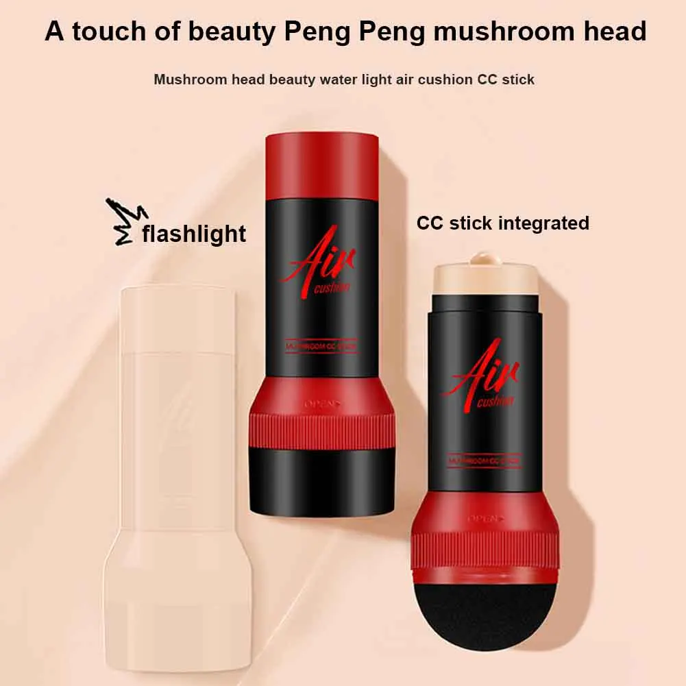 Face Concealer Cream Air Cushion CC Stick Rotatable Portable Highlighter Mushroom Head Waterproof Brighten Makeup Long-lasting