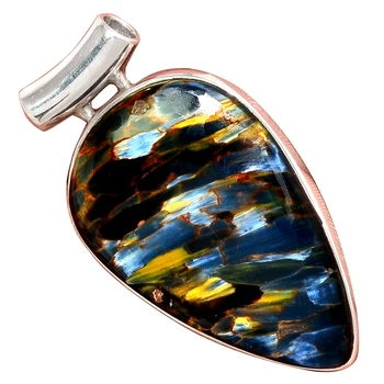 

Genuine PIETERSITE CAB Pendant 925 Sterling Silver, Total Length : 40.8 mm, AP7102