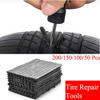 

200/150/100/50 Pcs Car Tire Repair Strip Auto Motorcycle Tubeless Wheels Puncture Plug Seal Tendon Rubber Strip Garage Tools