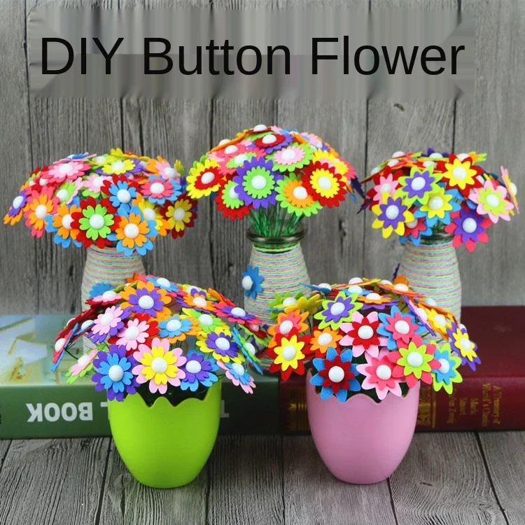 

Mother's Day Gift Button Flower Children Handmade Button Painting Diy Production Button Painting Kindergarten Handmade