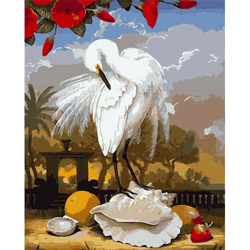 

White Crane Painting by Numbers Diy Oil Painting Wall Art Coloring By Numbers Animal Painting Home Decor Gifts