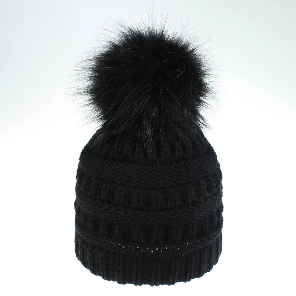 Unisex Polyester Solid Knitted cap New Hair hat Children Girls Keep Warm Winter Casual Knitted Hat Hemming Hat Ski Hat#PYS