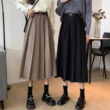 

Suit pleated long skirt young women 2022 autumn winter new college style high waist medium length large swing skirt RXHBSQ621