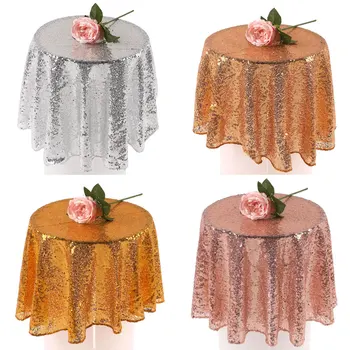 

80cm Sequin Tablecloth Round Designed Festival Gold Silver Champagne Decoration,