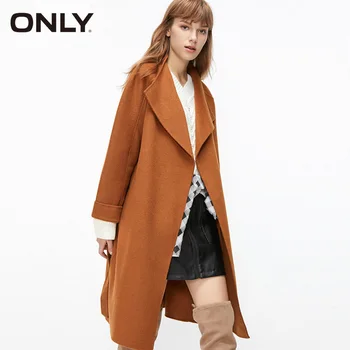

ONLY winter Caramel double faced Mid Long woolen overcoat | 11834S522