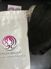 Angelbella-Peluca de cabello humano brasileño liso con división para mujeres negras, malla con división, parte lateral Bob, 150 de densidad, Bob corto en T
