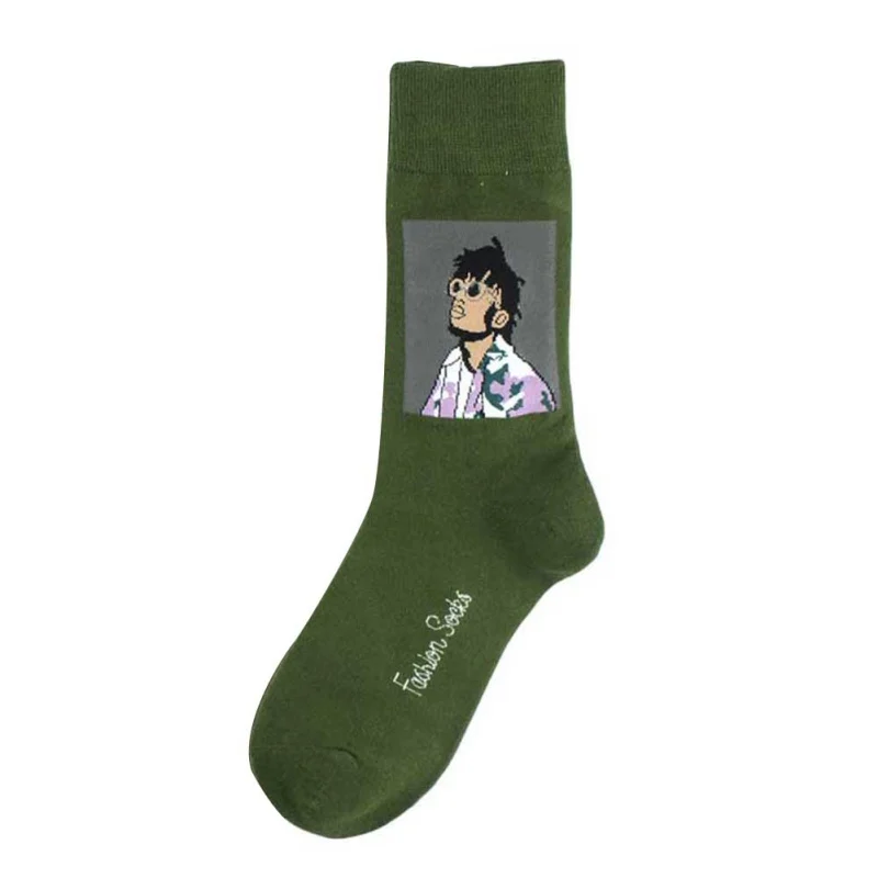 D Socks Autumn Winter Cartoon Realistic Portrait Socks Fashion Skateboard Cotton Socks Men And Women Couple Hip Hop Streetwear - Color: D