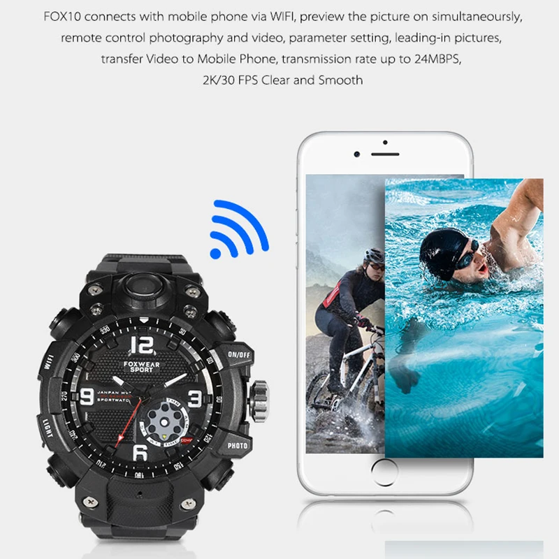 Умные спортивные часы водонепроницаемые светодиодные WIFI камера ИК Ночное