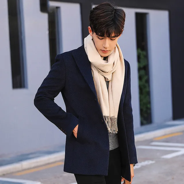 Ayunsue Wool Winter Coat Men Short Men 