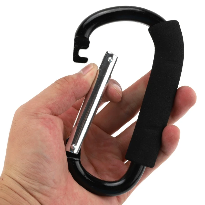 

2019 Large D-shape Aluminum Alloy Carabiner Quick-release Soft Handle Outdoor Camping Buckle Hook Keychain Carabiner Clip3