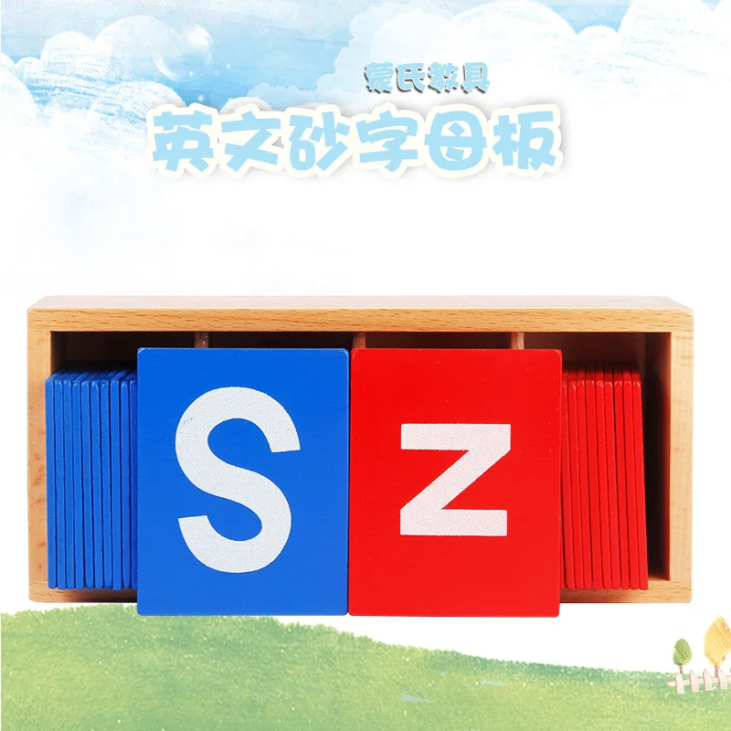 

Montessori Teaching Aids CHILDREN'S Toy Educational Casual Infant Wooden Red And Blue English Sand Board Toy