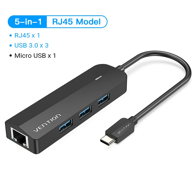 lan card Vention USB C Ethernet Adapter USB 3.0 USB C to RJ45 Lan USB HUB for Xiaomi Mi Box MacBook iPad Type C Ethernet Network Card mobile lan adapter Network Cards