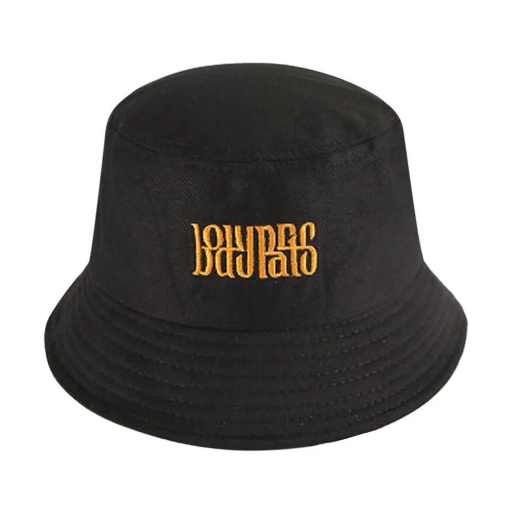 Мужская и женская Рыбацкая шляпа, шляпа-ведро с вышивкой, шапка для бассейна, для путешествий, Солнцезащитная шляпа для альпинизма, для рыбалки - Color: Black