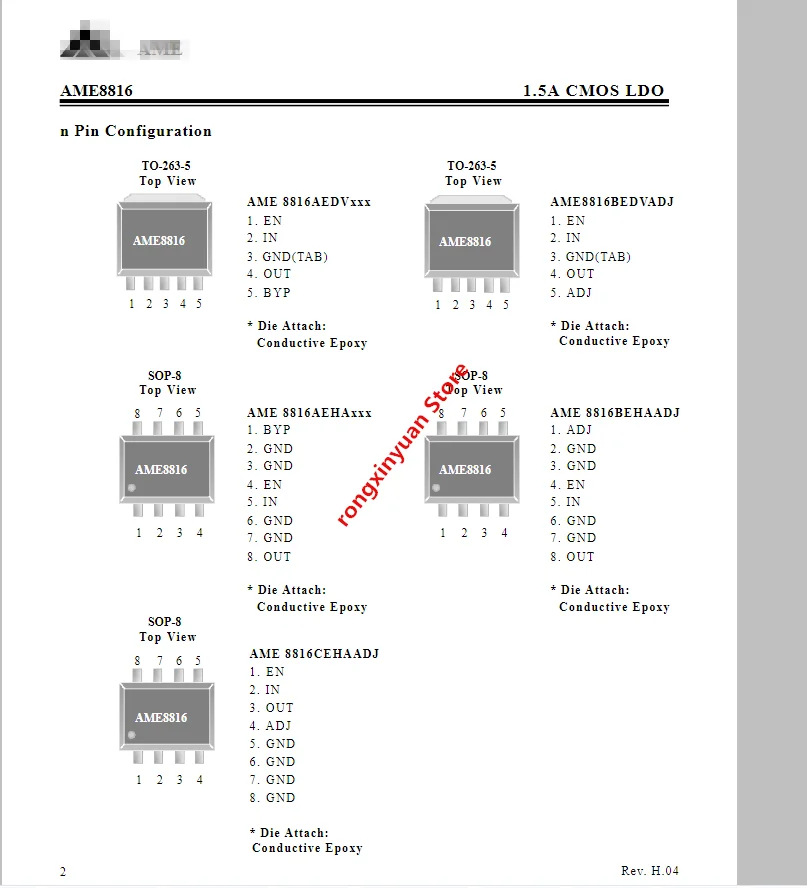 20 шт./партия AME8816CEHAADJ AME8816CEHAADJZ AME8816 лапками углублением SOP-8 1.5A CMOS LDO