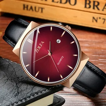 

Luxury Men Watch Glass Dial Round Quartz Watches Leather Band Casual Bracele Male Watch relojes hombre 2019 FJSL