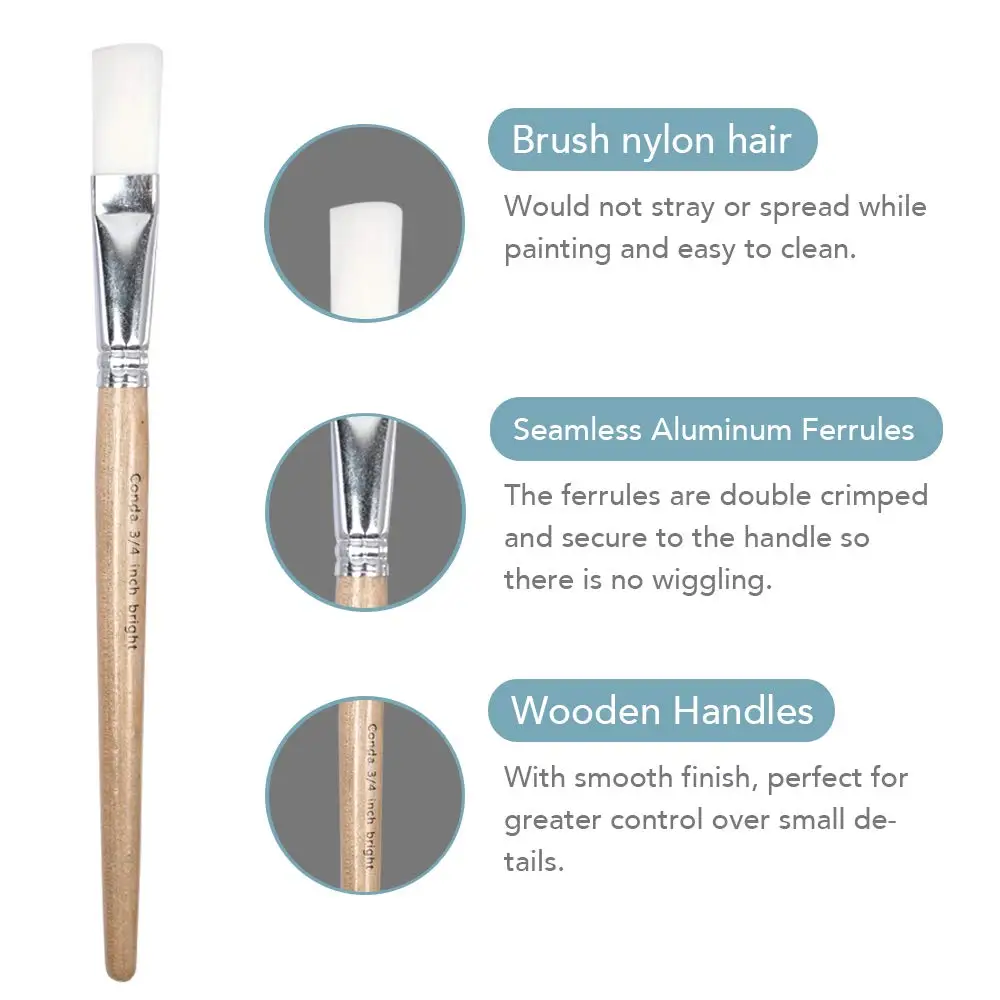 Price CONDA Paint Brushes 24 Pcs Set Art Brush Watercolor Oil Acrylic Paints Professional Nylon Short Wood Handle with Brush Case