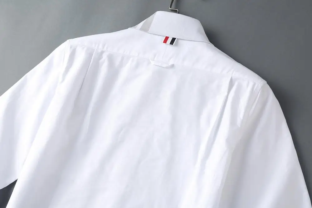 Новинка 19ss мужские классические серые полосатые модные хлопковые повседневные рубашки рубашка Высокое качество карман с длинными рукавами Топ M 2XL# M53