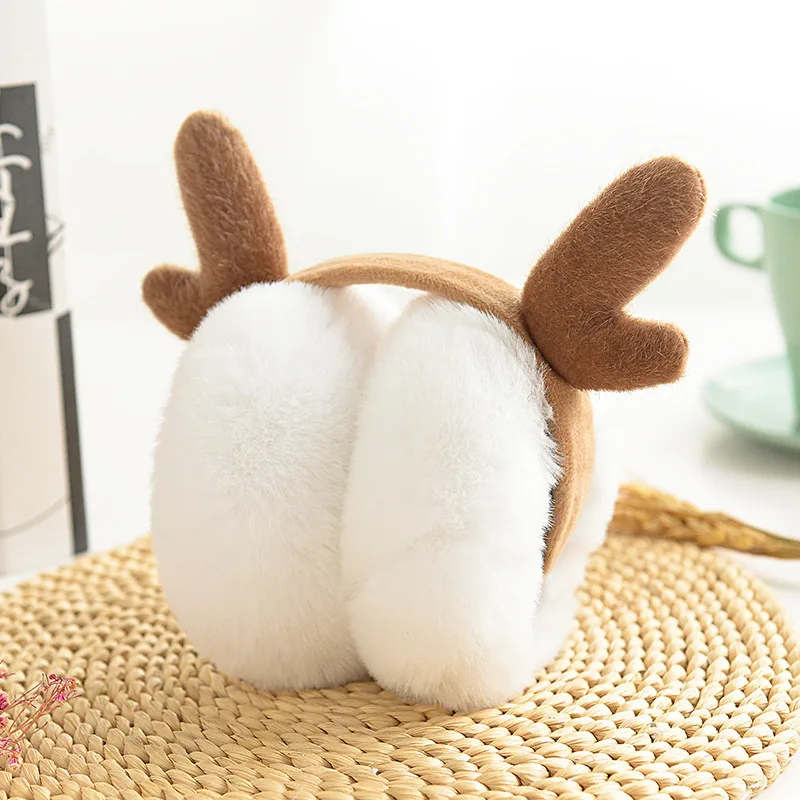 Cute Reindeer Fur Winter Earmuffs Ear Christmas Warmers Winter Comfort Earmuffs Warm Winter Earmuffs For Women Girls Boys - Цвет: Белый