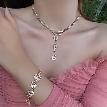 

Statement LOVE Letter Pendant Choker Necklace For Women 2020 Fashion Jewelry Designer Collares