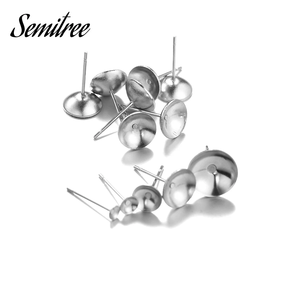 Semitree 50 шт. оптовая продажа Шпилька для сережек из нержавеющей стали основа стакана своими руками фурнитура