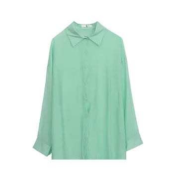 

Women Shirt Thin Summer 2020 Fashion Boho Long Sleeve Turn Down Collar Cotton Casual Korean Version Back-hole Plus Size Blouse