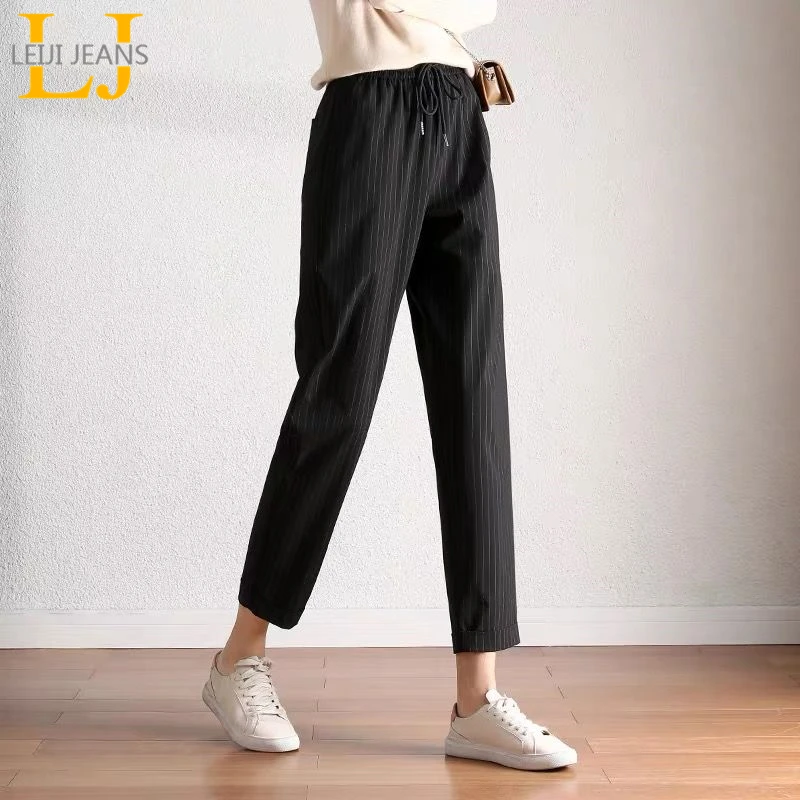 Leijijeans thin spring and summer plus size women pants high waist capri women harem pants casual soft loose trousers for ladies Leijijeans thin spring and summer plus size women pants high waist capri women harem pants casual soft loose trousers for ladies