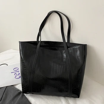

Fashion Retro Alligator Pattern Handbags for Women PU Leather Solid Color Shoulder Bag Lady Large Capacity Shopping Totes Bags