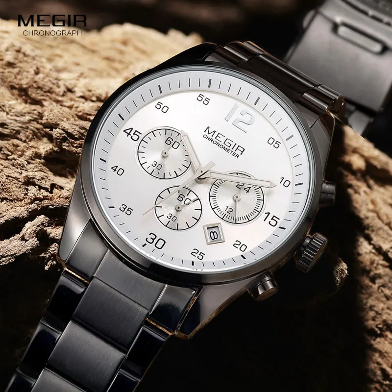 Relogio Masculino брендовые модные мужские часы люксовый бренд MEGIR военные мужские часы хронограф водонепроницаемые мужские наручные часы
