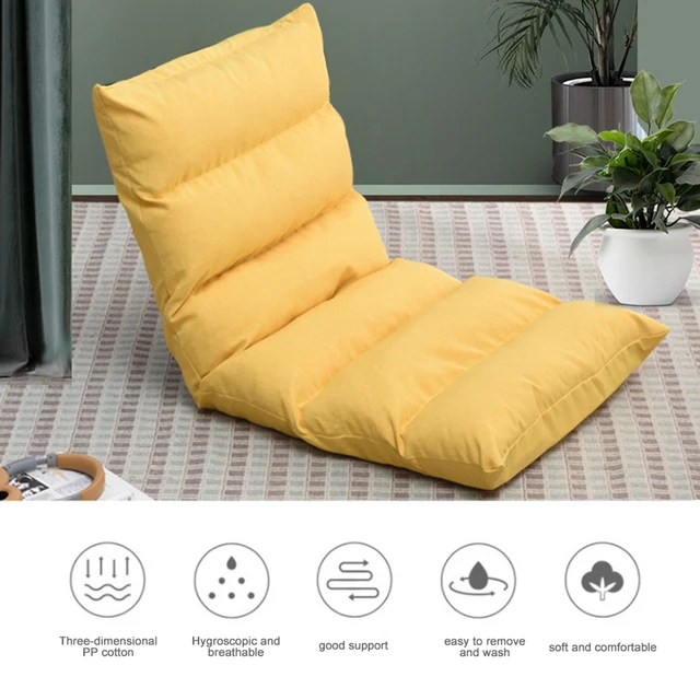 Japanese Floor Chair Folding Adjustable Lazy Sofa Chair Floor Gaming Sofa Chair Padded Lounger Soft Recliner With Back Support 6