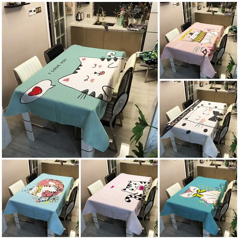 

11 Sizes Cartoon Cat Tablecloth Print Rectangle Square Table Cover Tablecloth Home Textile Home Kitchen Decoration Table Cloth