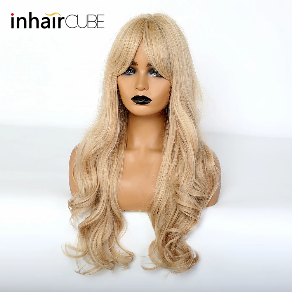 Inhaircube светильник блондинка волна воды длинный синтетический парик с челкой