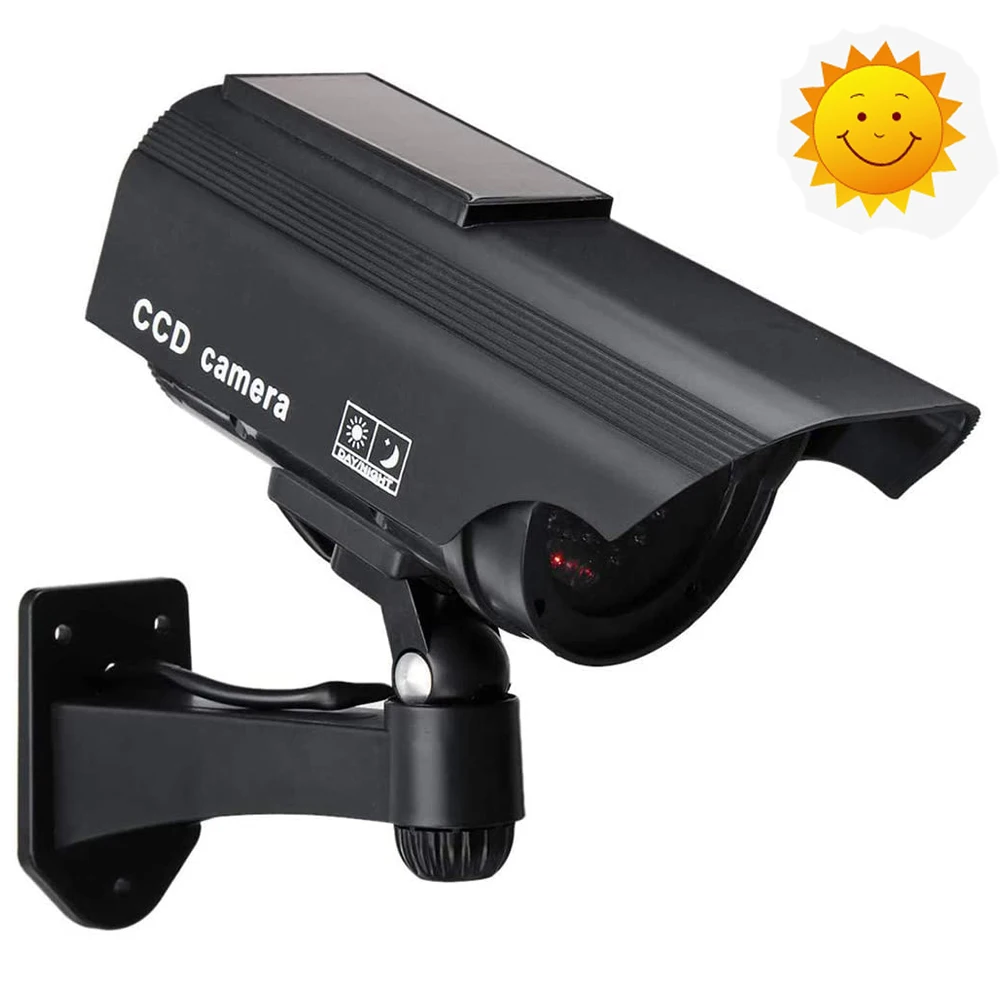 Cámara simulada de energía Solar, videocámara de seguridad falsa impermeable para interior y exterior, luz LED roja, cámara de vigilancia CCTV de Monitor