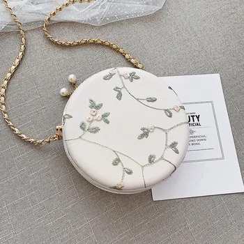 

Female Lace Circular Crossbody Bags For Women 2020 PU Leather Luxury Handbag Designer Small Ladies Sling Shoulder Messenger Bag