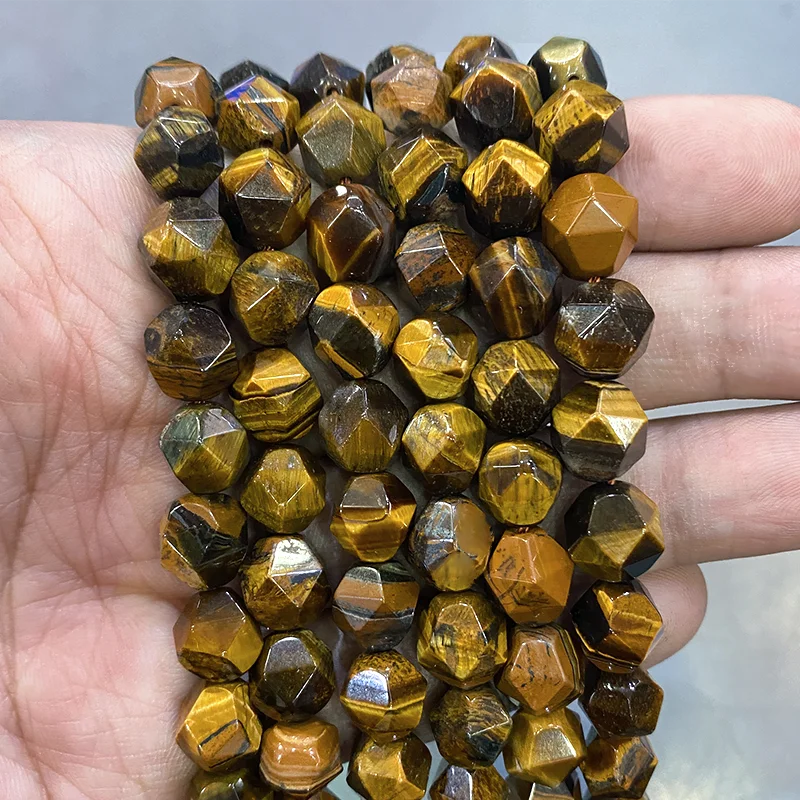 Facettierten Tigerauge Achate Natürliche Stein Spacer Lose Perlen für Schmuck Machen DIY Charme Armband Halskette 15 "Strand 6 8 10MM