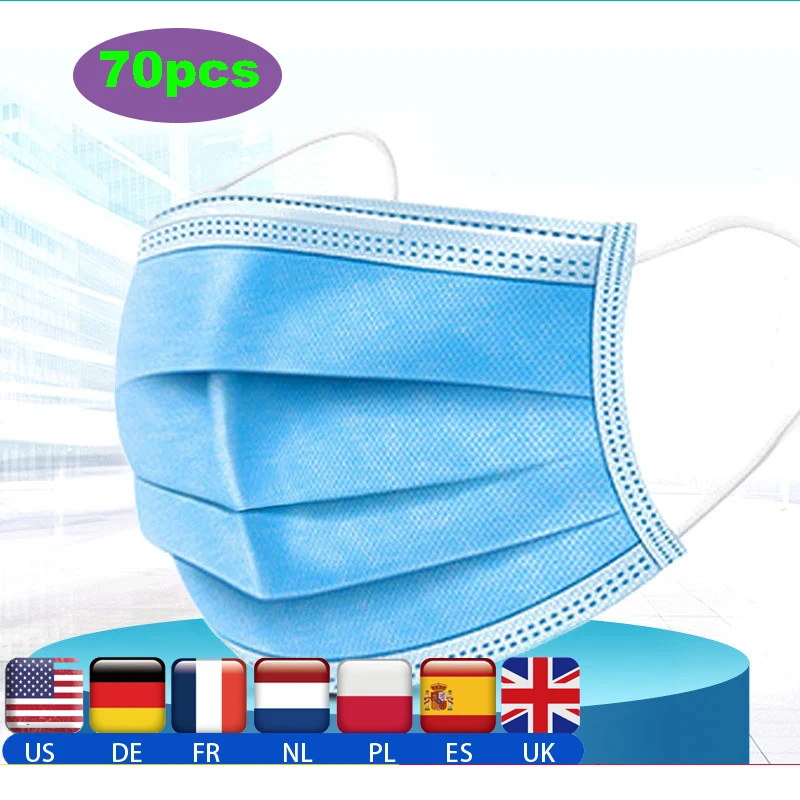 

70 PCs Protective Mask Non-woven Dust Mask Thickened Disposable Mouth Mask Features as KF94 FFP2