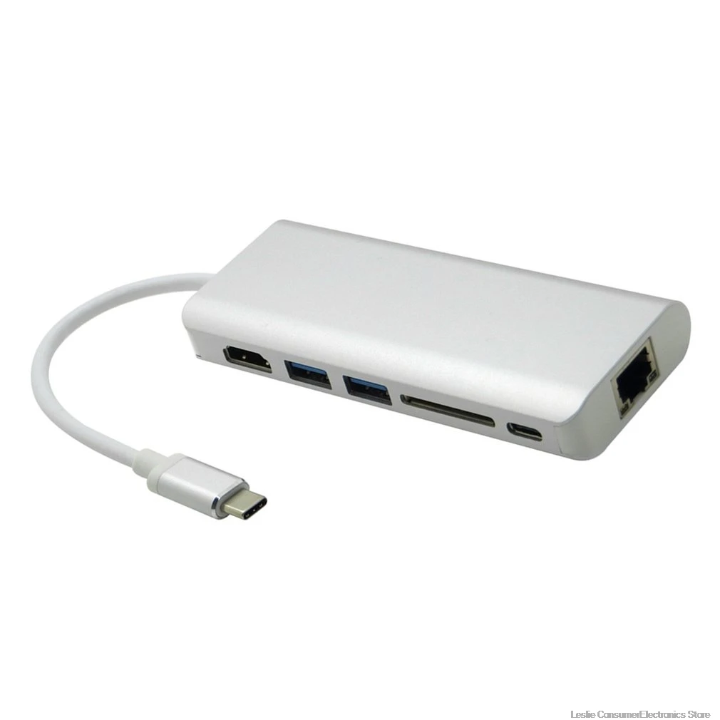 Концентратор type C 6в1 usb-c 3,1 до 4K Hdmi Pd 2Usb3. 0 Dp LAN Dongle для Mackbook Pro