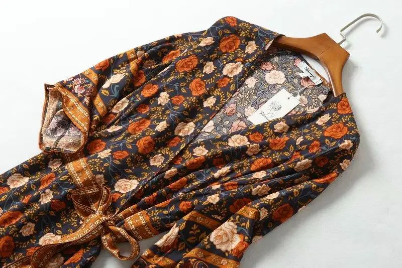 GypsyLady Boho флористическая накидка платье винтажное летнее праздничное винтажное платье женское с v-образным вырезом кружевное сексуальное длинное пляжное платье