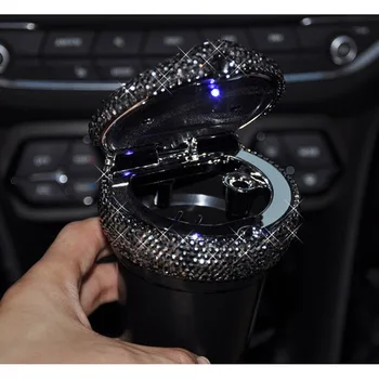 

Portable Car Led Ashtray with Lid Cup Holder Travel Auto Cigarette Smoke Remove