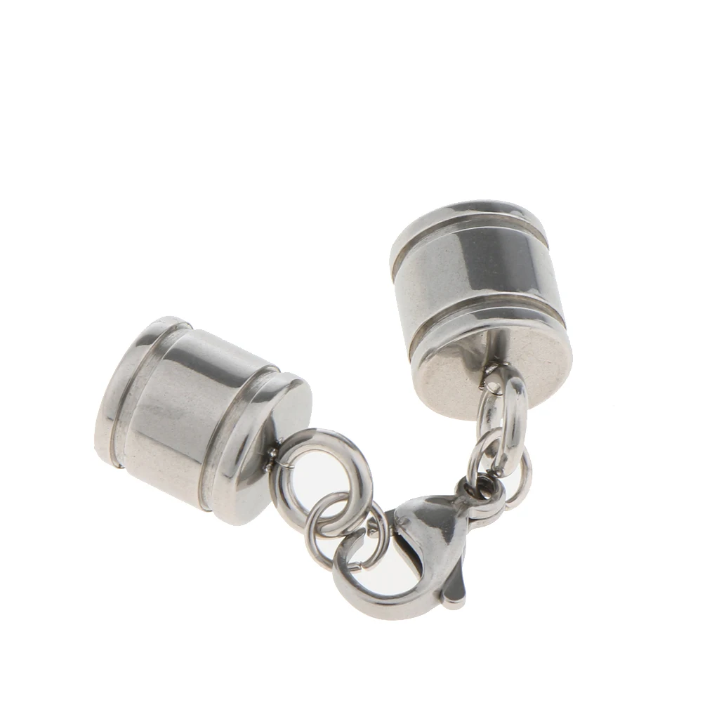 13 Pieces Bulk silver color Stainless Steel Barrel Bead Leather Cord Ends Caps Jewelry Finding Clasp Making Craft