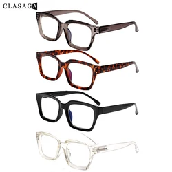 Clasaga 4 Pack Plastic Rectangle Frame Spring Hinge Reading Glasses For Men and Women HD Reader Diopter +1.0+2.0+3.0+4.0+5.0+6.0