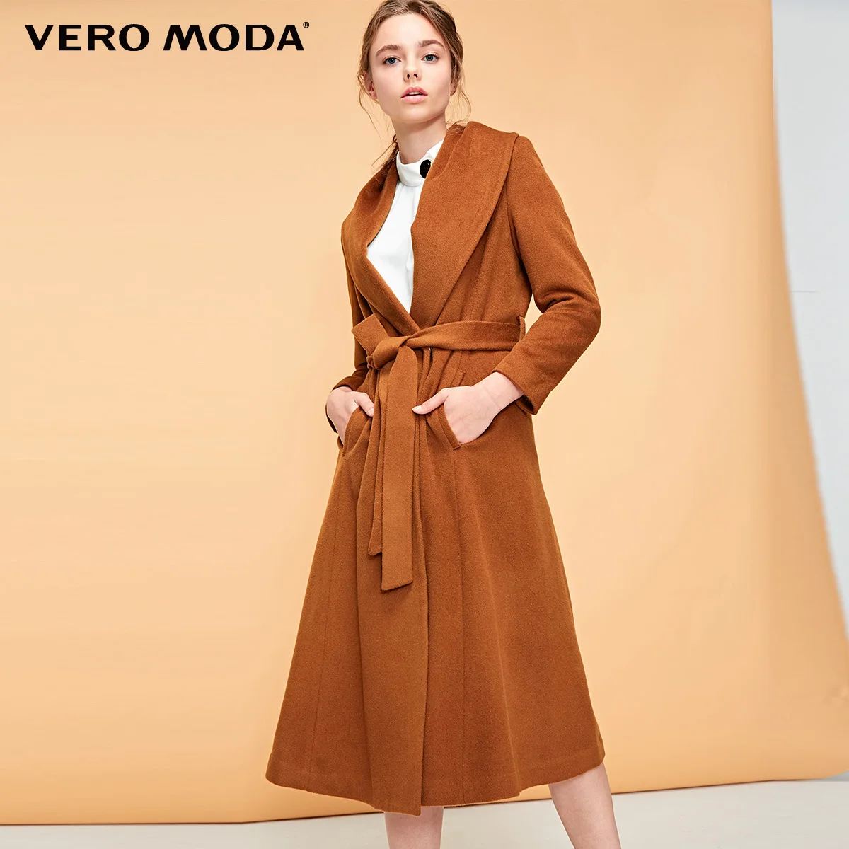 Burnt caramel Vero Moda женское приталенное пальто средней длины из 61% шерсти | 318327523 - Цвет: Burnt caramel