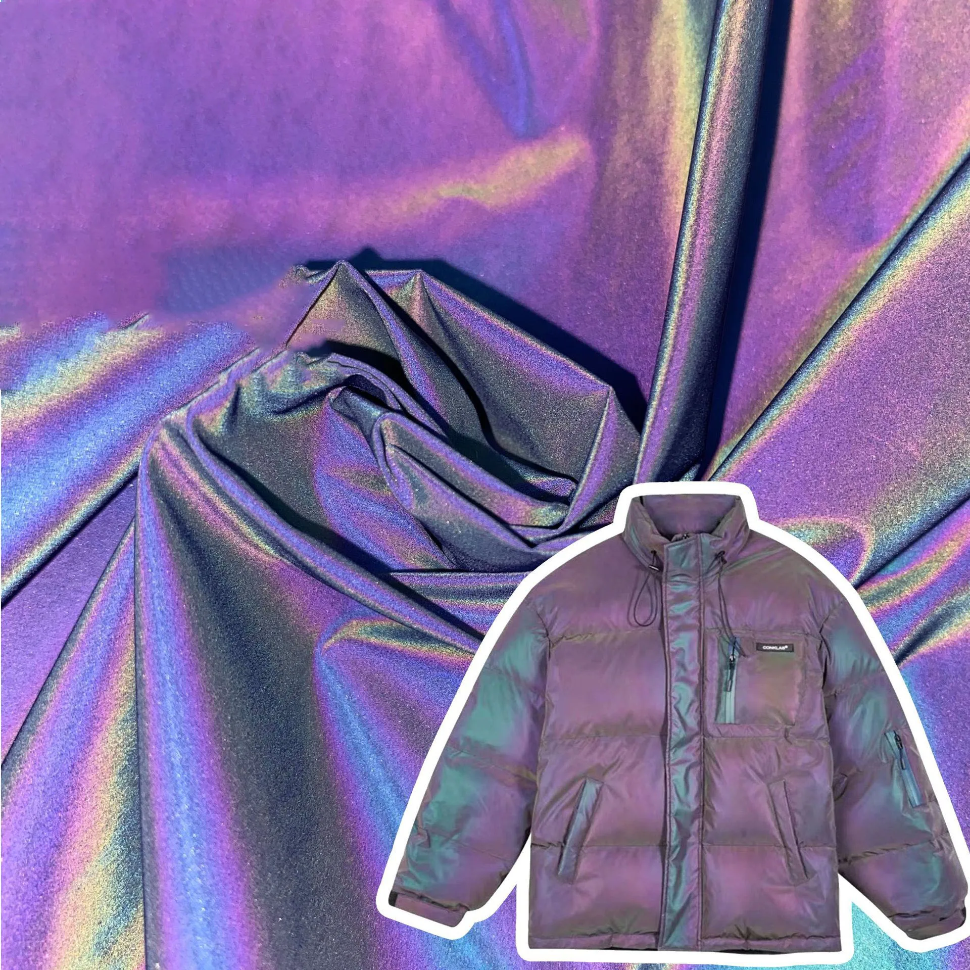 50 см* 135 см отражающая Волшебная Радужная ткань ТПУ Красочные лазерные тонкие зеркальные флуоресцентные сумки для одежды водонепроницаемая ткань