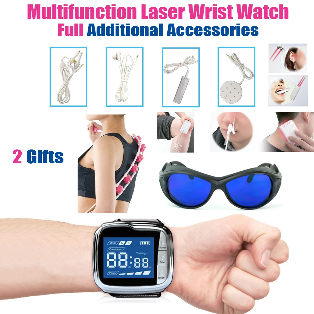 LASTEK 650nm LLLt Soft Laser Treatment Instrument Wrist Watch Physical Therapy Diabetics Hypertension Cold Laser Therapy Device